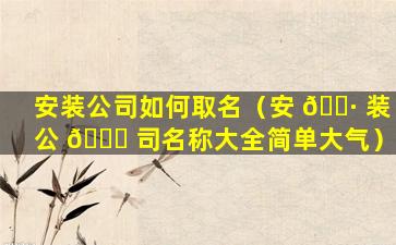 安装公司如何取名（安 🌷 装公 🐘 司名称大全简单大气）